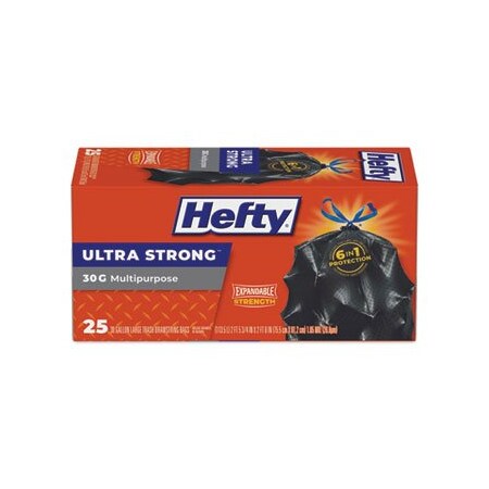 Reynoldsfo Hefty, ULTRA FLEX WASTE BAGS, 30 GAL, 1.05 MIL, 6in X 2.1in, BLACK, 150PK E80627